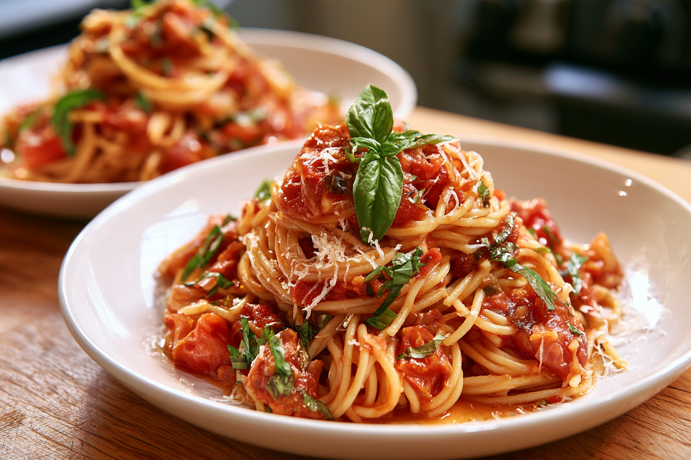 Creamy Garlic Tomato Pasta with Blistered Cherry Tomatoes