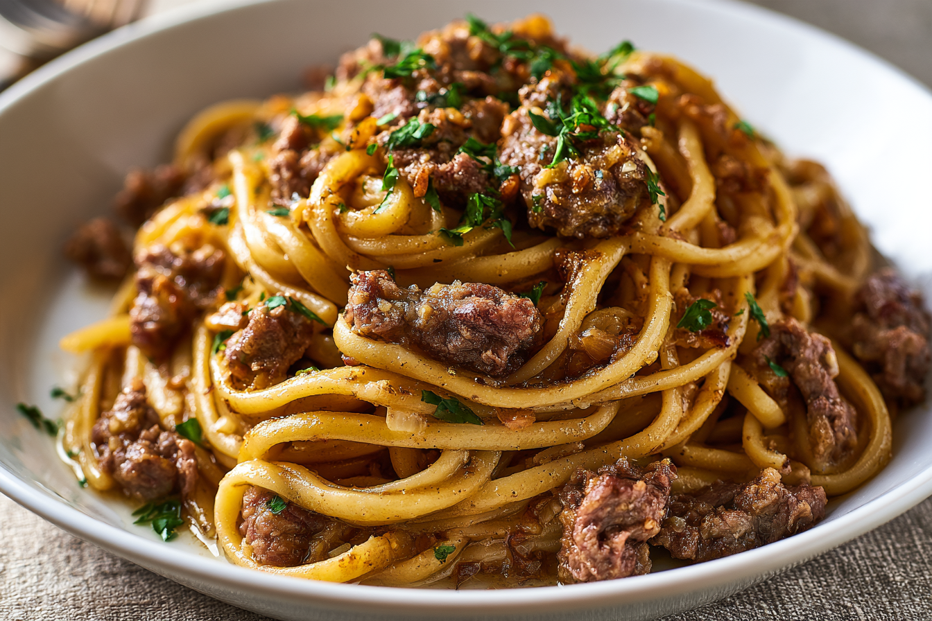 Garlic Butter Beef Pasta