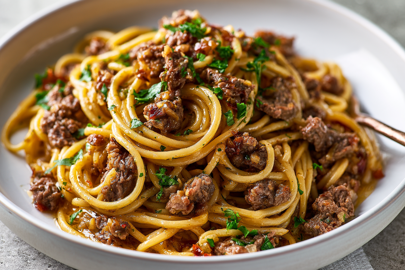 Garlic Butter Beef Pasta