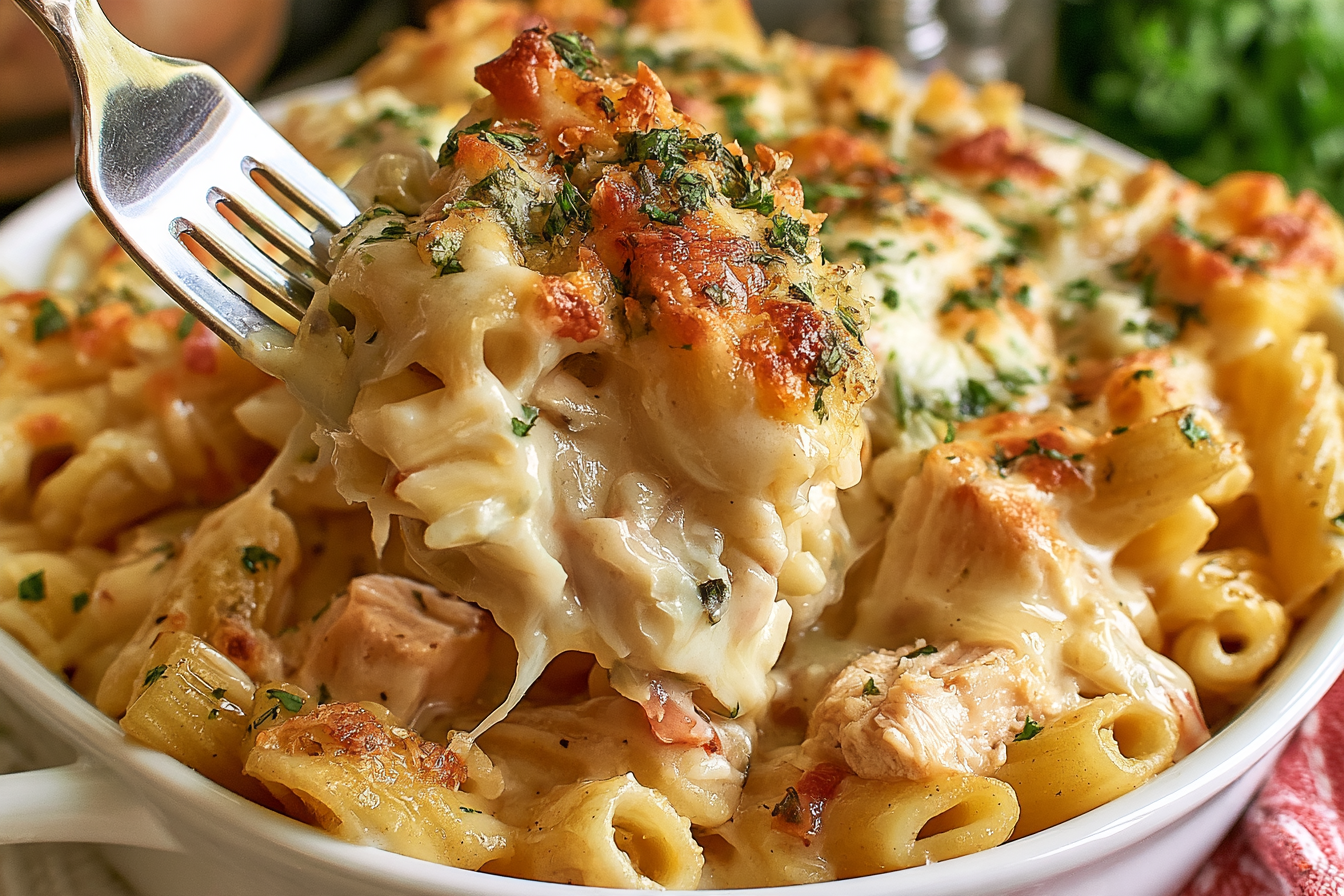 Garlic Parmesan Chicken Pasta Bake