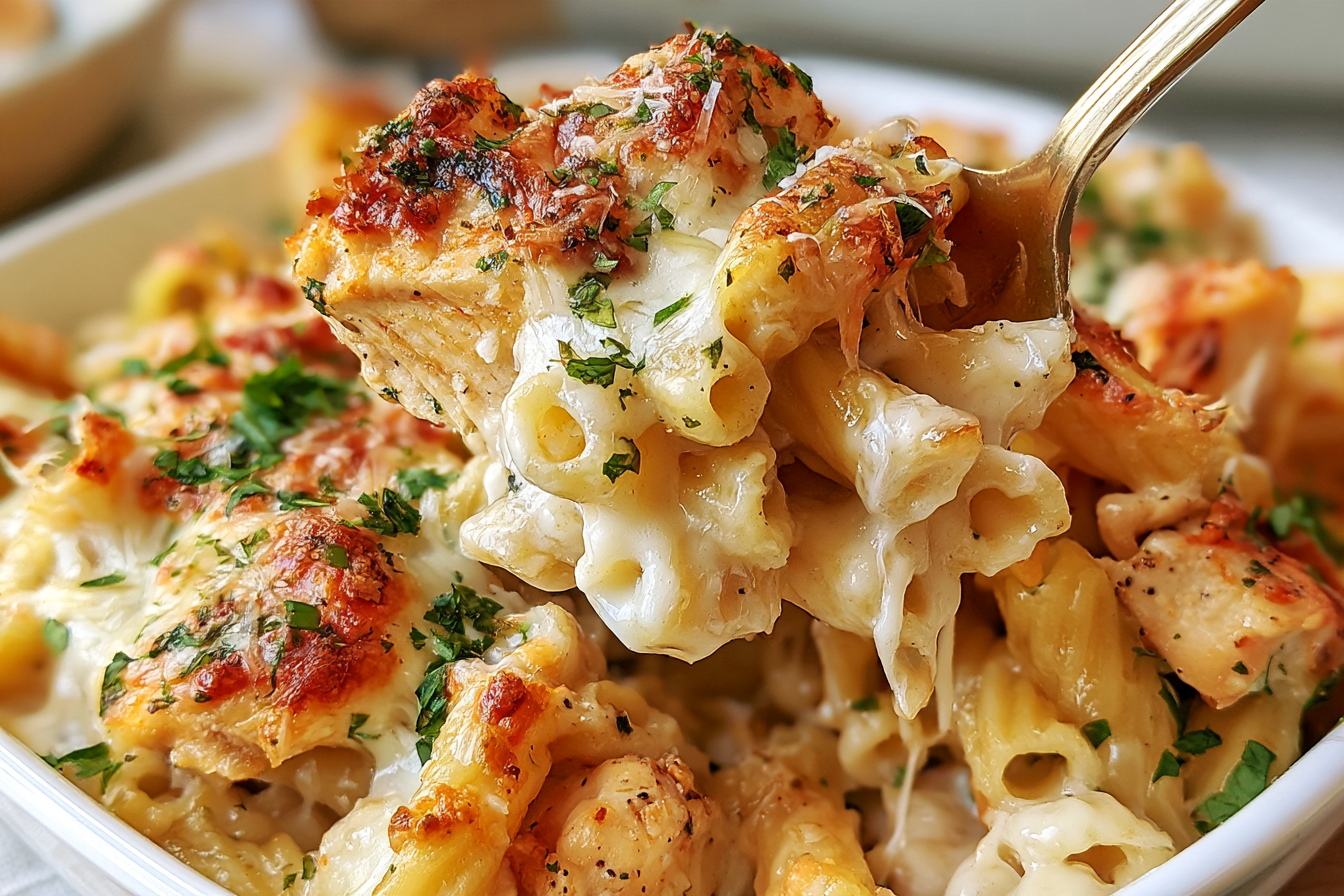 Garlic Parmesan Chicken Pasta Bake