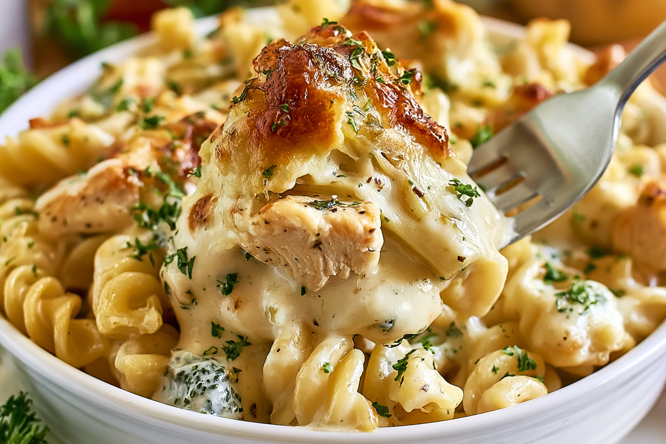 Garlic Parmesan Chicken Pasta Bake