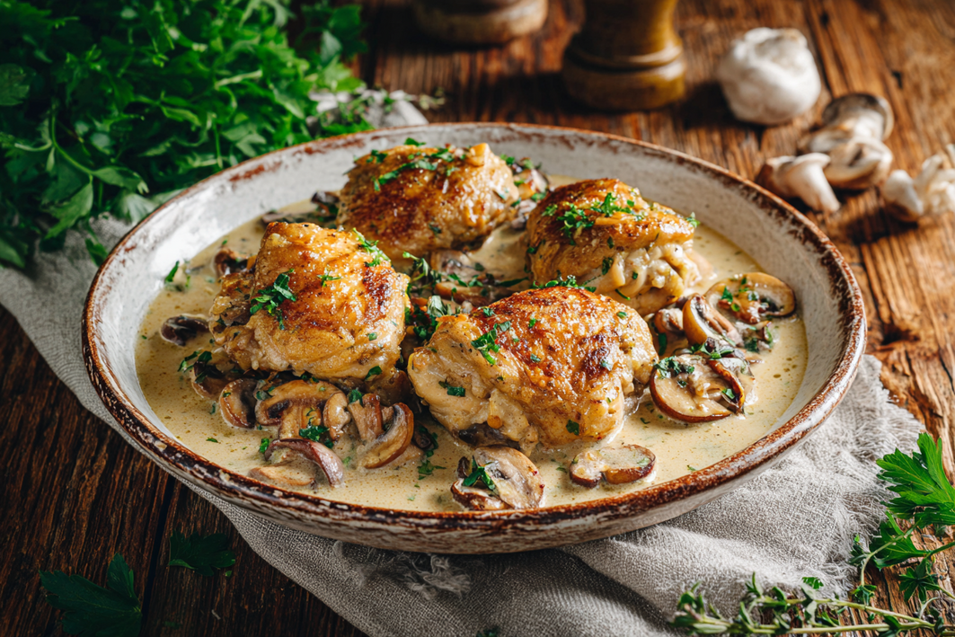 Creamy Chicken Thigh Recipes with Mushrooms – Easy & Flavorful