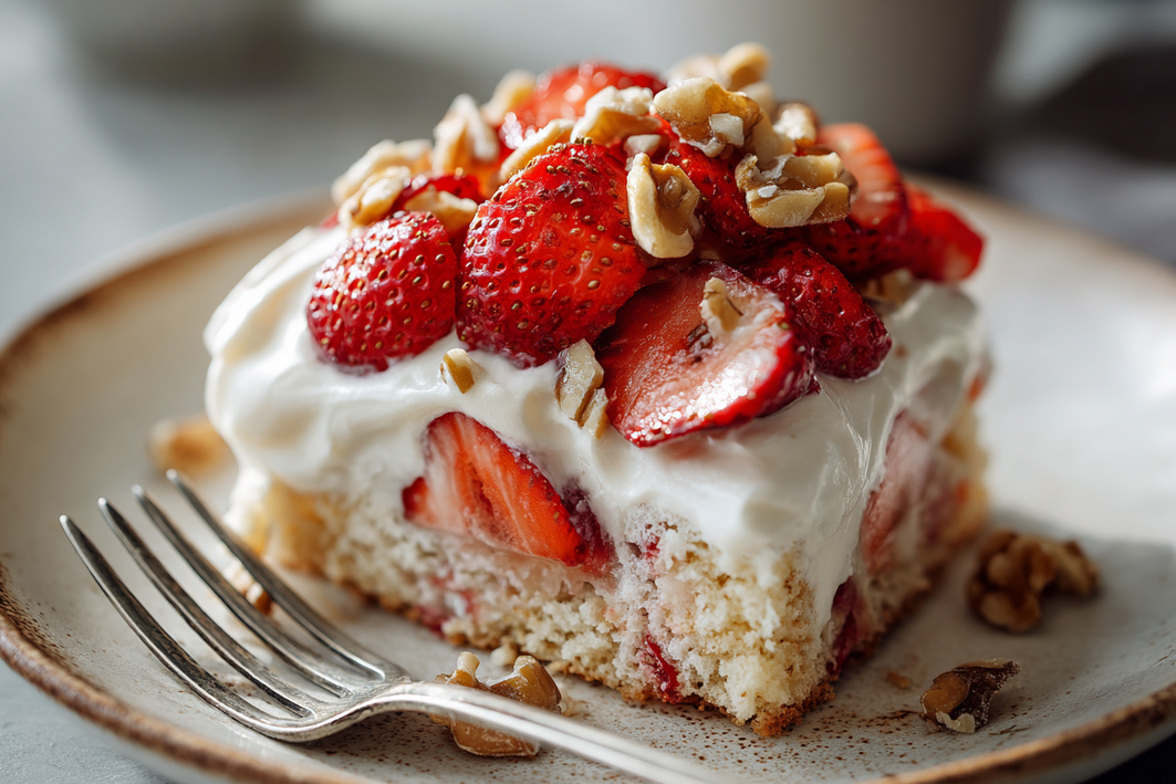 Moist Strawberry Shortcake with Walnuts – Easy Recipe