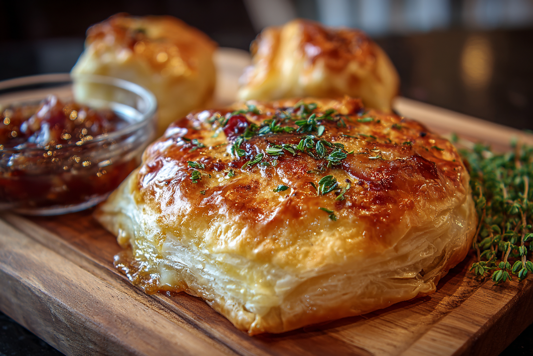 Baked Brie in Puffed Pastry with Honey, Fig, and Prosciutto – Easy Appetizer