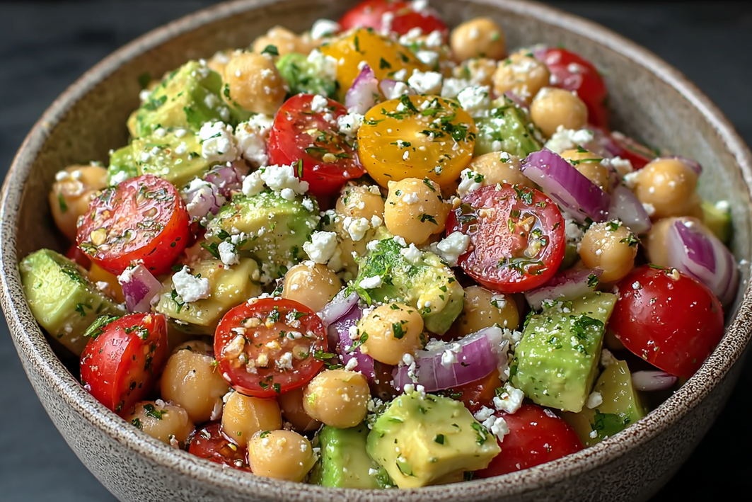 Chickpea Feta Avocado Salad – Easy & Refreshing Dinner