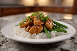 Better-Than-Takeout Gluten-Free Sesame Chicken with Rice and Green Beans