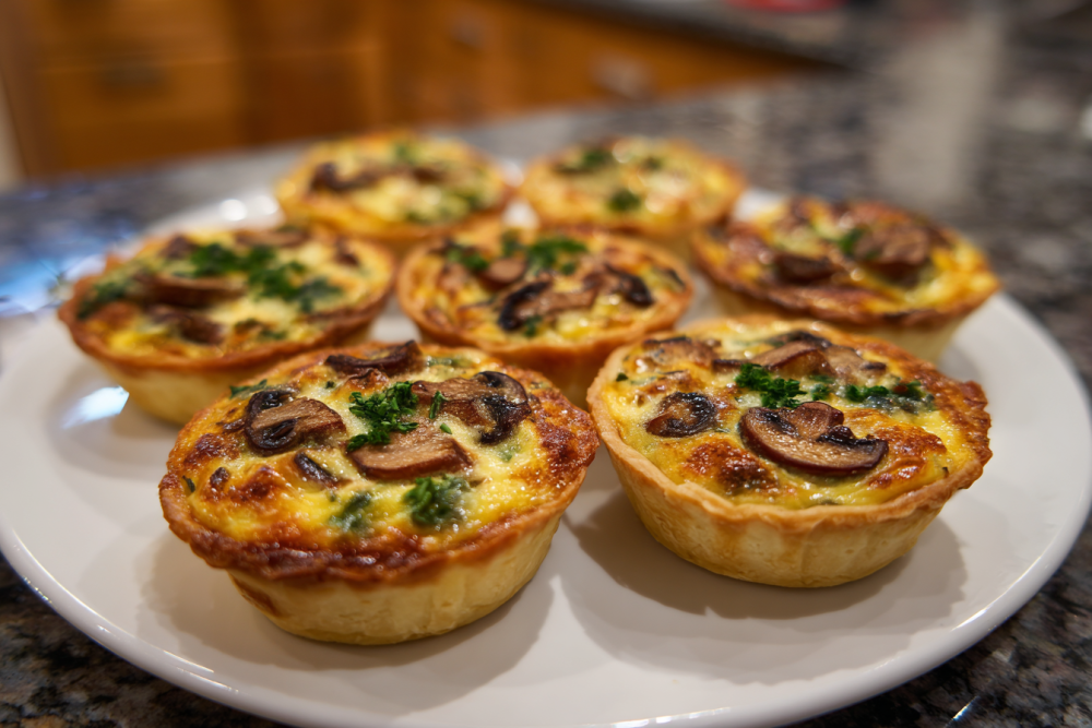 Bite-Sized Bliss: Savory Mini Cheese and Mushroom Quiches for Any Occasion