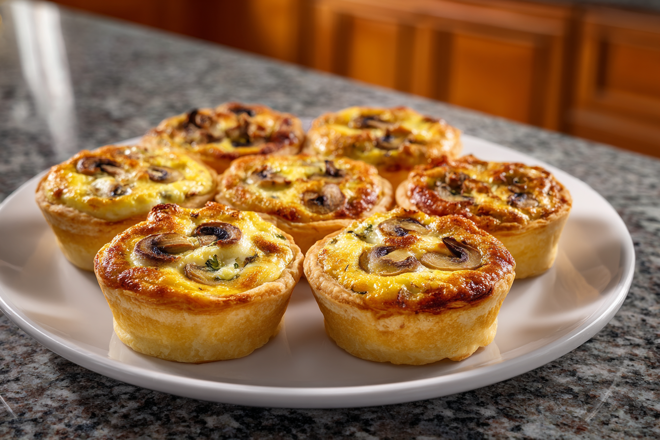 Bite-Sized Bliss: Savory Mini Cheese and Mushroom Quiches for Any Occasion