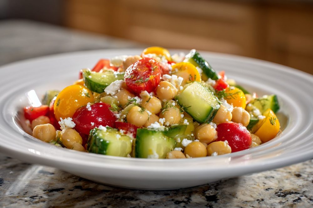 Bright & Zesty Mediterranean Chickpea Salad with Feta