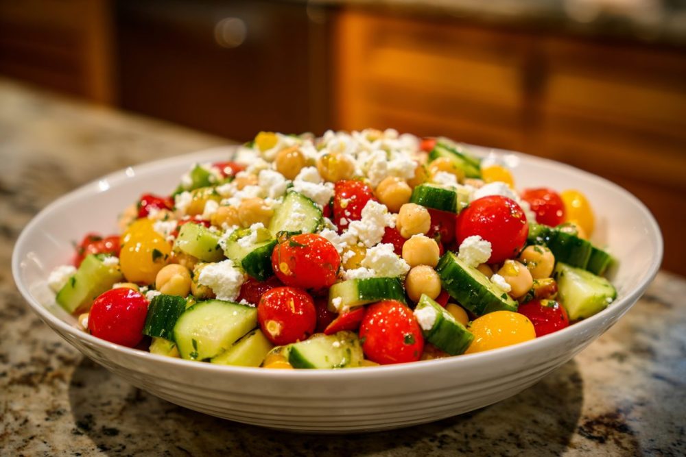 Bright & Zesty Mediterranean Chickpea Salad with Feta