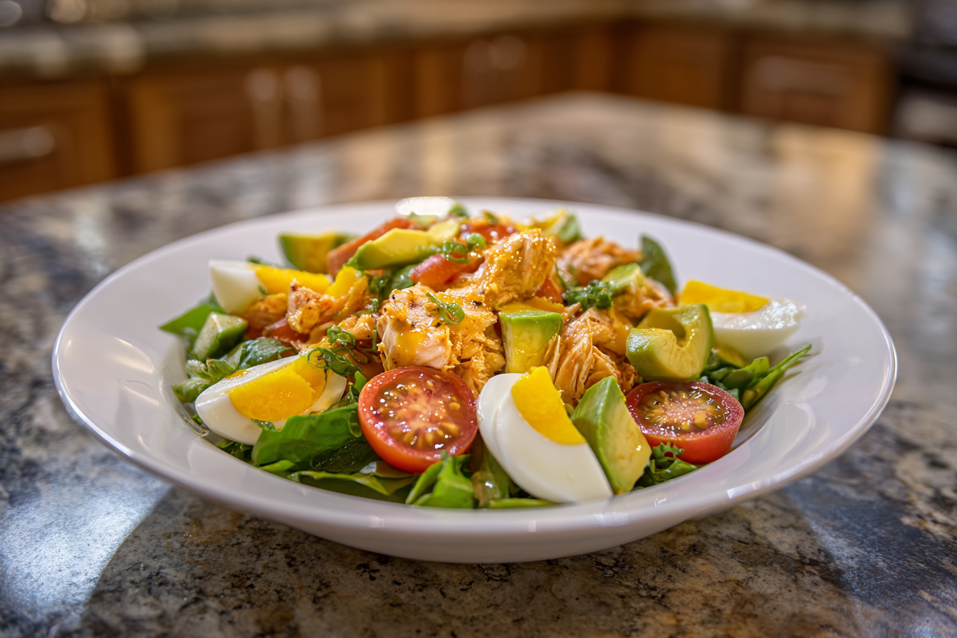 Chicken Avocado Salad with Eggs & Tomatoes