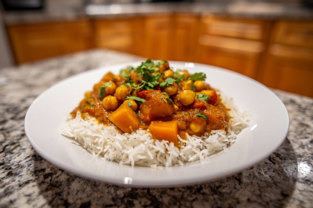 Creamy Sweet Potato & Chickpea Curry with Rice: Your New Favorite Vegan Weeknight Meal
