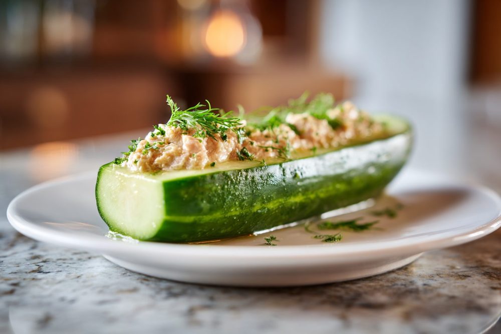 Crisp Cucumber Boats with Zesty Herb-Infused Tuna: Your Go-To High Protein Lunch
