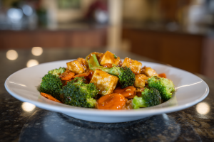 Crispy Air Fryer Tofu & Veggies with Rice