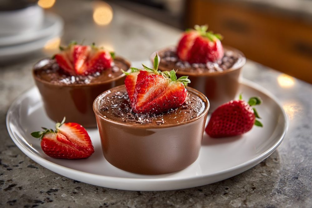 Decadent 5-Ingredient Chocolate Protein Pudding with Fresh Strawberries