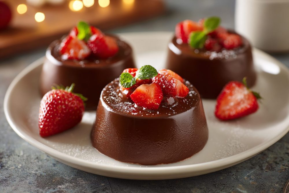 Decadent 5-Ingredient Chocolate Protein Pudding with Fresh Strawberries