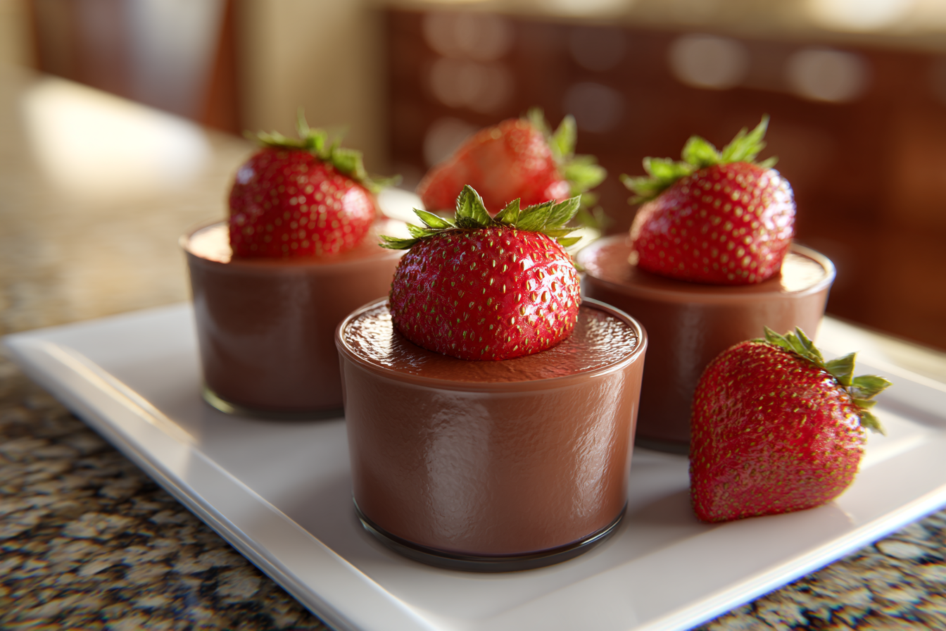 Decadent 5-Ingredient High-Protein Chocolate Pudding with Strawberries