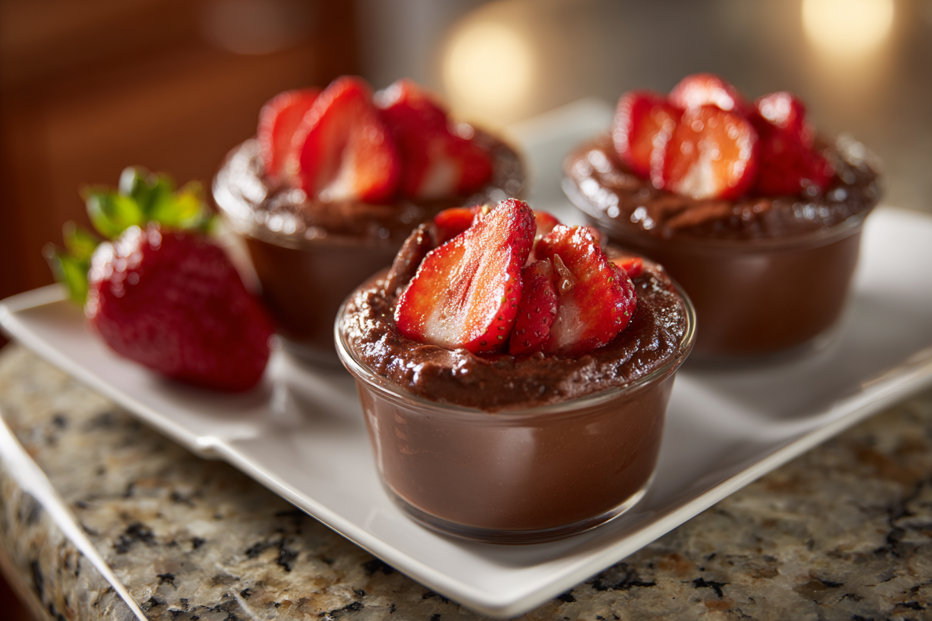 Decadent 5-Ingredient High-Protein Chocolate Pudding with Strawberries