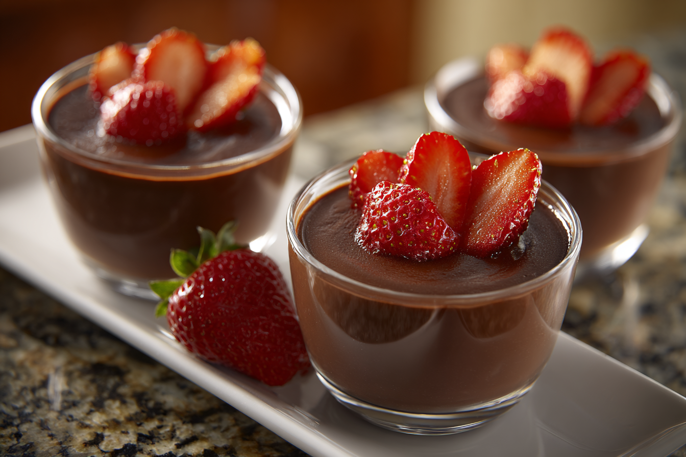Decadent 5-Ingredient High-Protein Chocolate Pudding with Strawberries