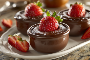 High-Protein Chocolate Pudding Cups with Fresh Strawberries