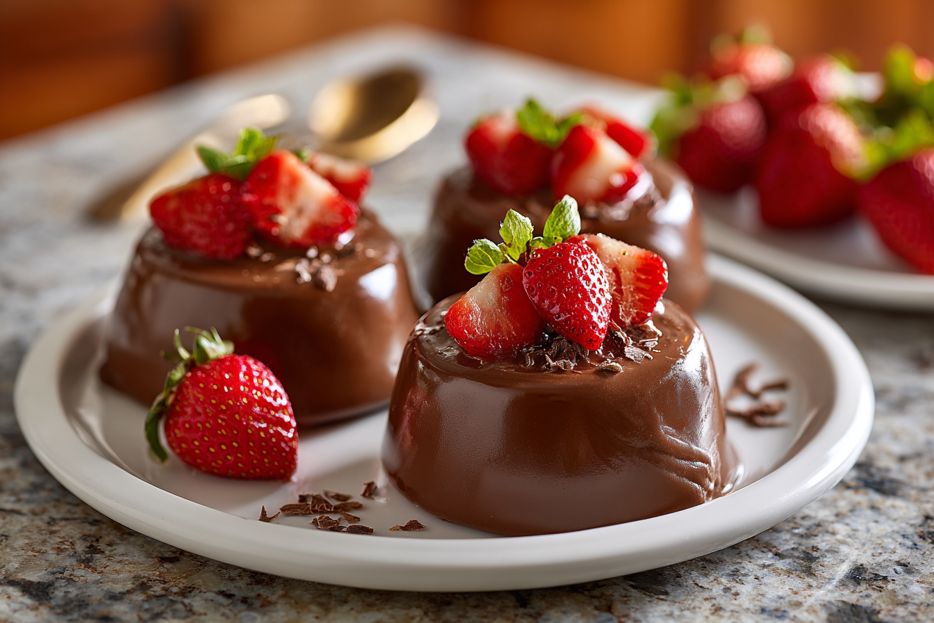 Decadent High-Protein Chocolate Pudding Cups with Fresh Strawberries