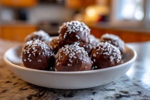 No-Bake Chocolate Covered Brownie Batter Protein Balls