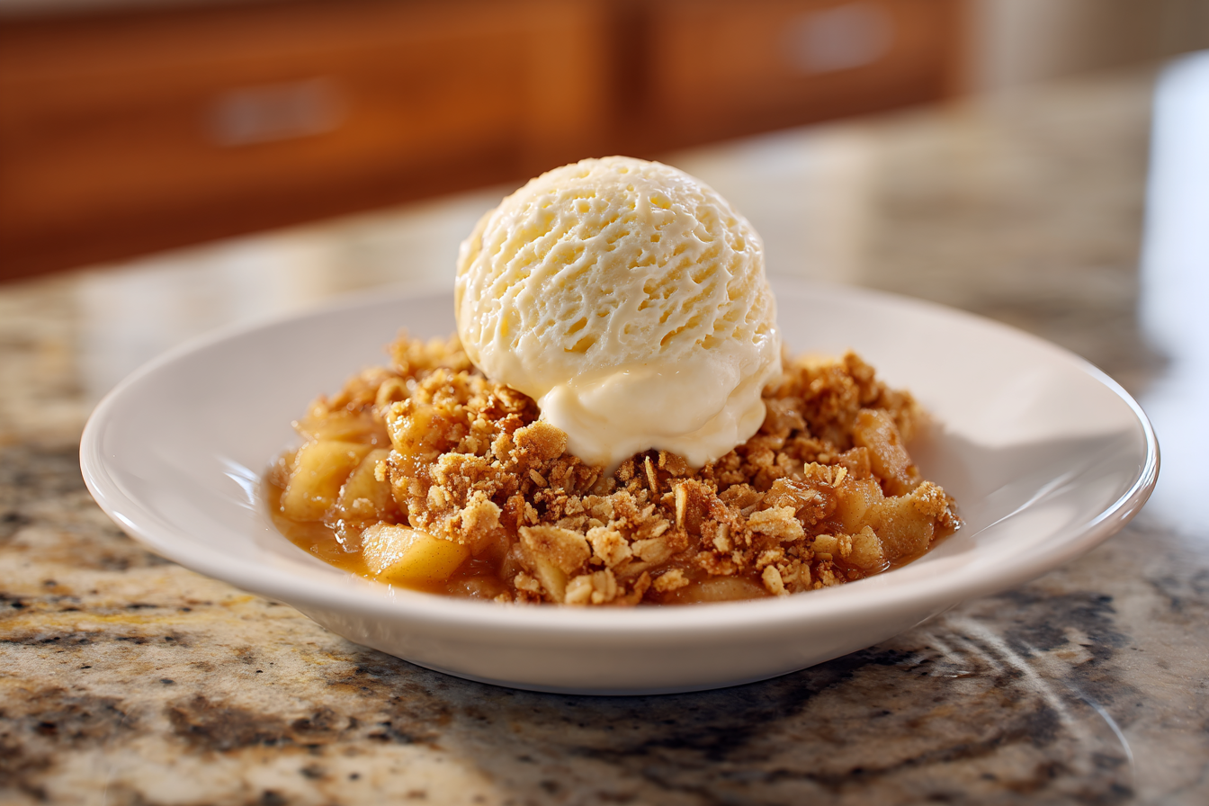 Effortless Apple Crumble with Vanilla Bean Ice Cream
