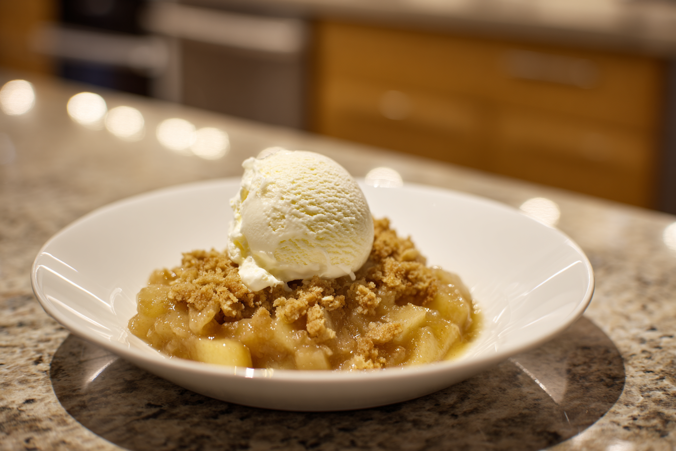 Effortless Apple Crumble with Vanilla Bean Ice Cream