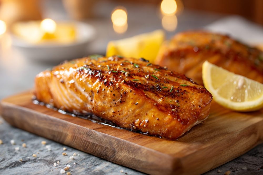 Effortless Grilled Salmon with Soy-Brown Sugar Glaze and Zesty Lemon