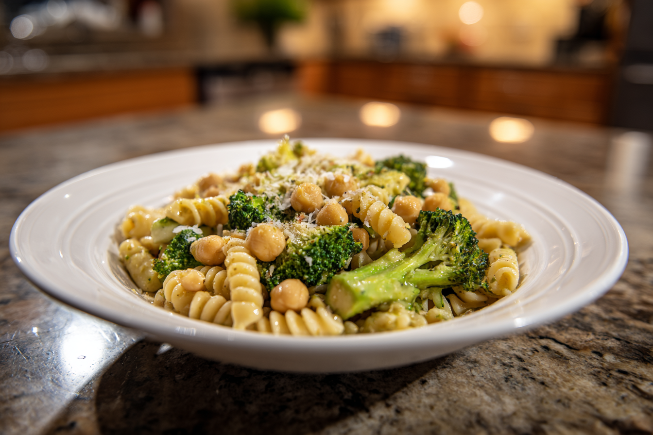 Garlic Olive Oil Broccoli Chickpea Pasta: Your Speedy Weeknight Vegan Dinner Answer