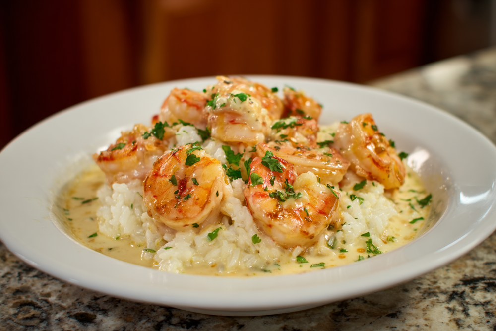 Garlic Shrimp with Cream Sauce and Rice (Restaurant-Style!)