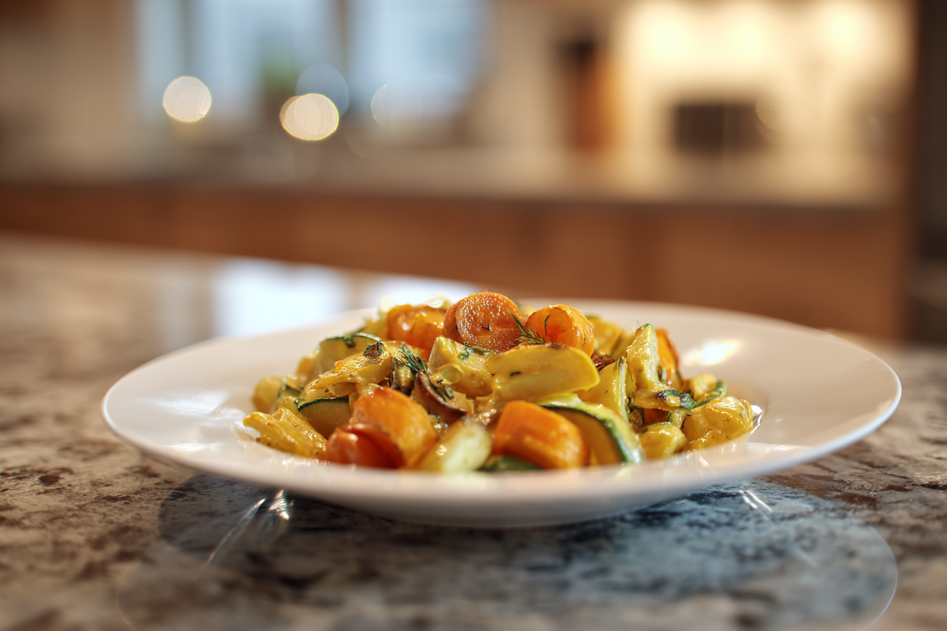 Golden Pan-Fried Courgettes, Potatoes, and Carrots: A Savory Vegetable Medley