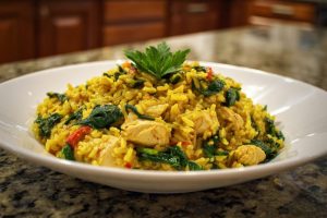 Golden Turmeric Chicken & Rice with Spinach