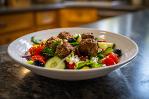 Greek Meatball Power Bowls with Zesty Dressing