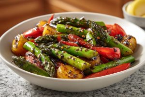 Grilled Balsamic Asparagus & Veggies