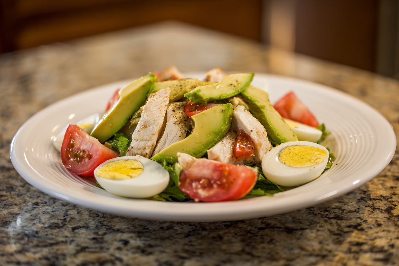 Grilled Chicken and Avocado Salad with Perfect Eggs