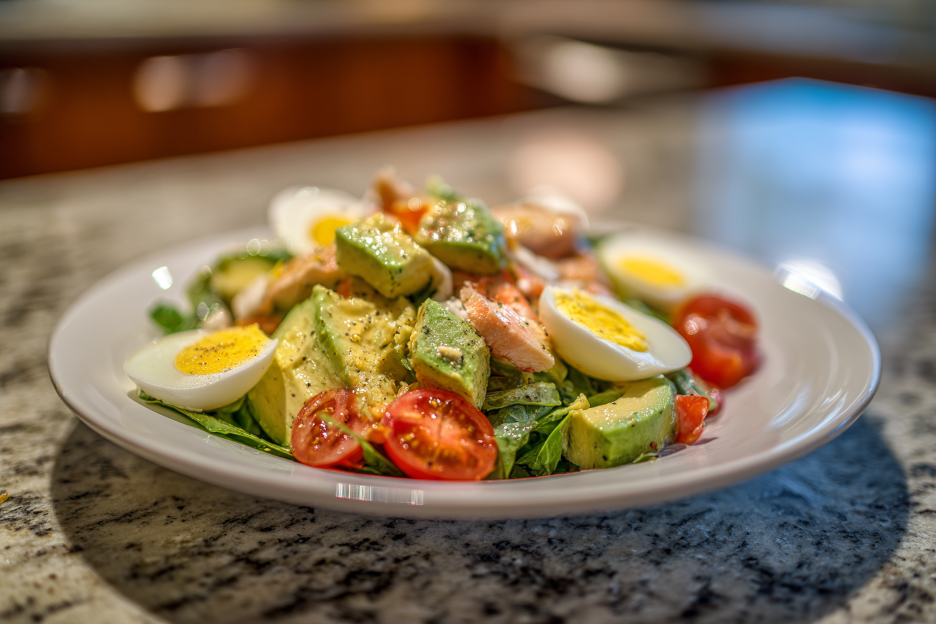 Grilled Chicken and Avocado Salad with Perfect Eggs
