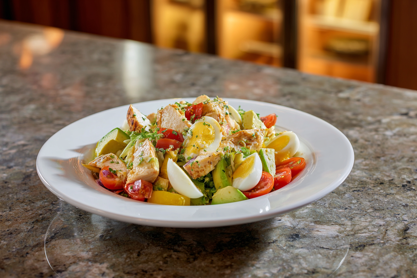 Grilled Chicken and Avocado Salad with Perfect Eggs