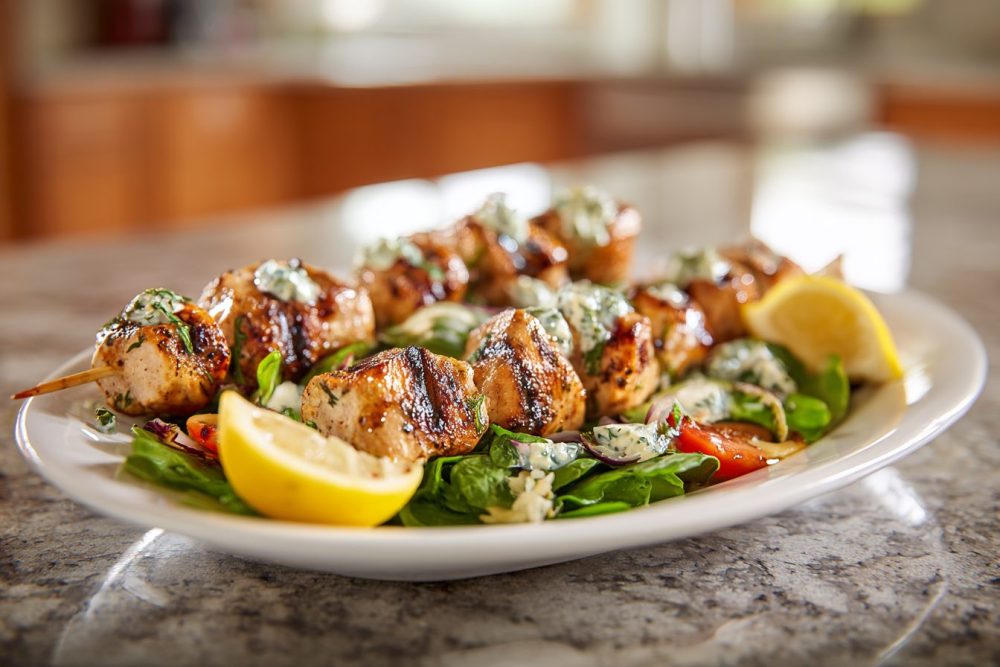 Grilled Mediterranean Chicken Skewers with Zesty Lemon: A Heart-Healthy Delight