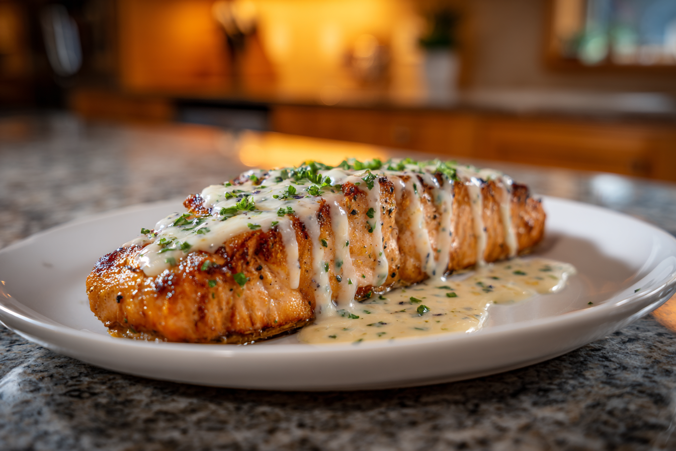 Grilled Salmon Perfection: Flaky Fish with Zesty Lemon Butter Sauce