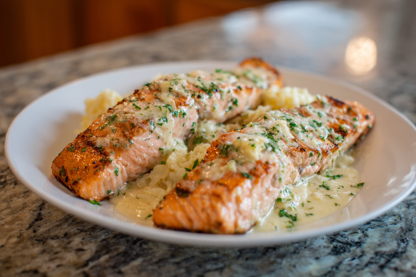 Grilled Salmon Perfection: Flaky Fish with Zesty Lemon Butter Sauce