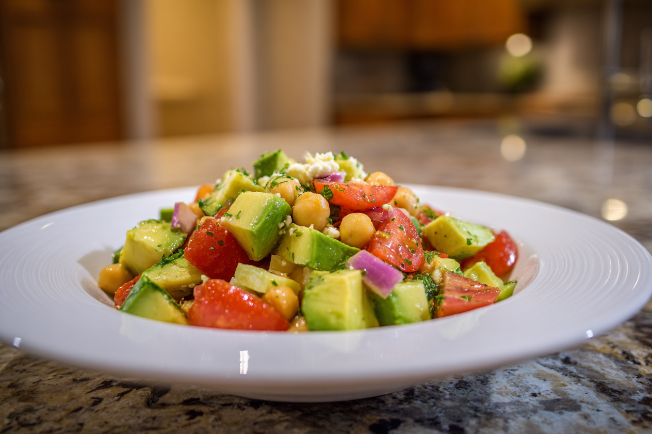 Healthy Chickpea Feta Avocado Salad Recipe - Quick & Easy Mediterranean Meal