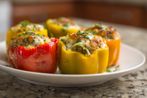 Vibrant Quinoa Stuffed Peppers with Avocado Zucchini Noodles