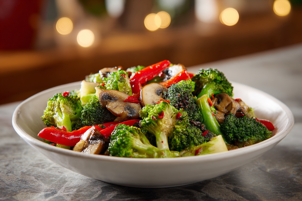 Healthy Roasted Veggie Bowl with Broccoli, Peppers & Mushrooms