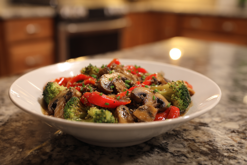 Healthy Roasted Veggie Bowl with Broccoli, Peppers & Mushrooms