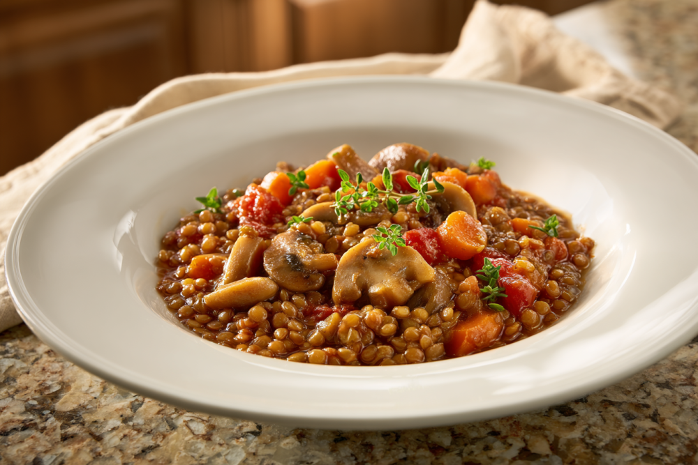 Hearty & Healthy: Your Go-To Easy Lentil and Mushroom Vegetable Stew