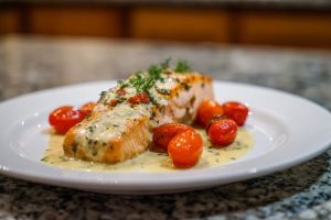 Quick Lemon Dill Salmon with Creamy Sauce
