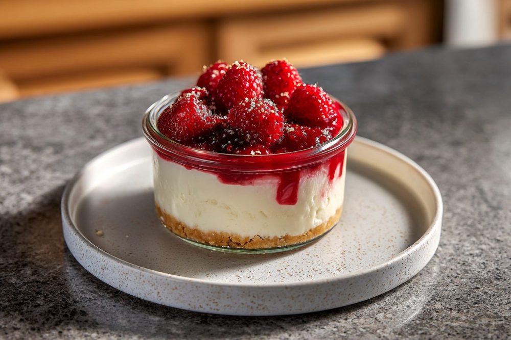 Luscious Raspberry No-Bake Cheesecake Jars (Healthy & Easy!)