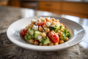 Mediterranean Chickpea & Feta Salad with Creamy Avocado
